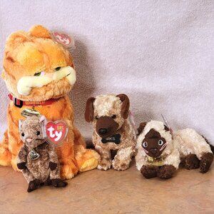 Lot of 4 TY Beanie Baby Garfield Plush Lot Nermal Odie Louis NWT